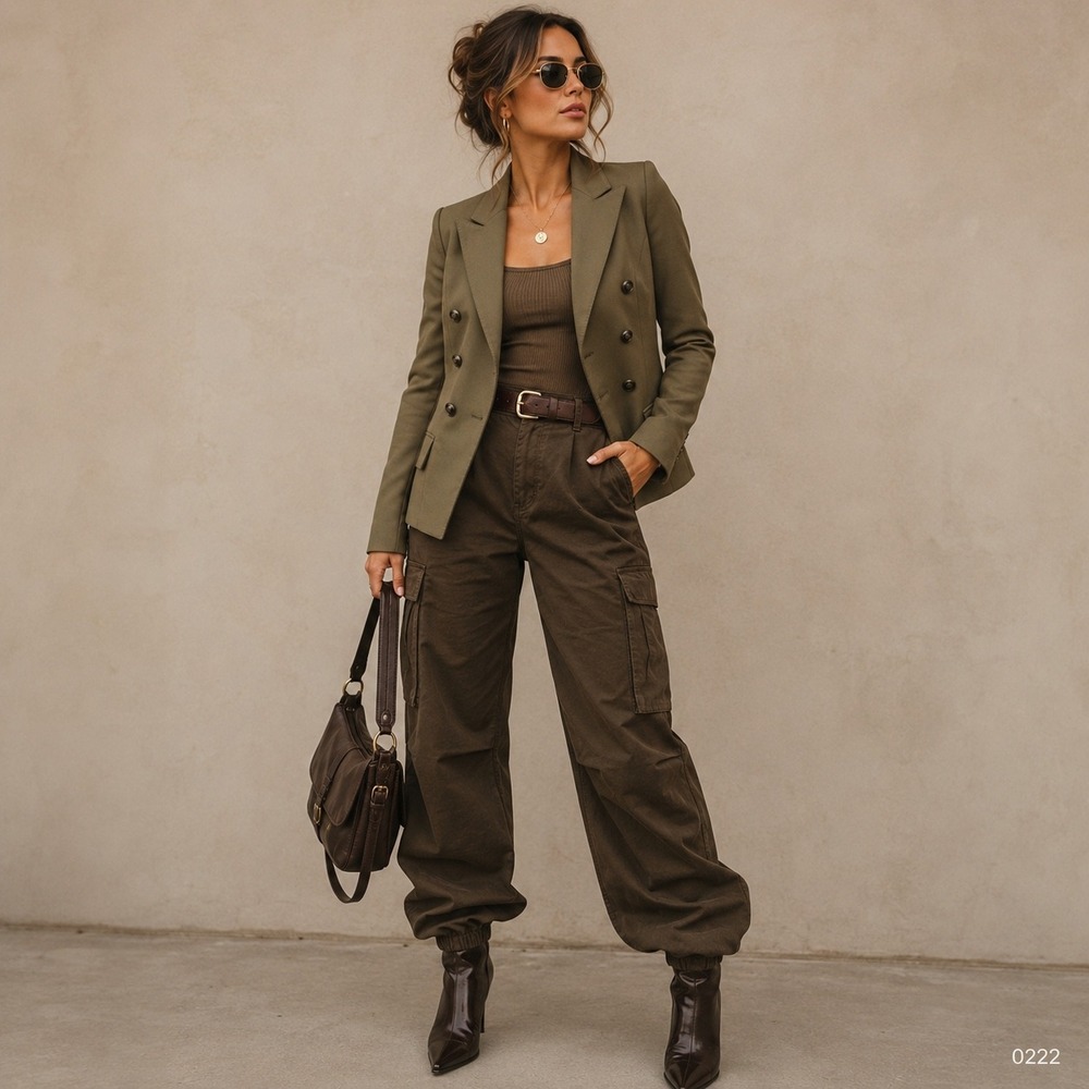 Bebe Olive Green Double Breasted Peplum Blazer Jacket Size 8 SKU 0222